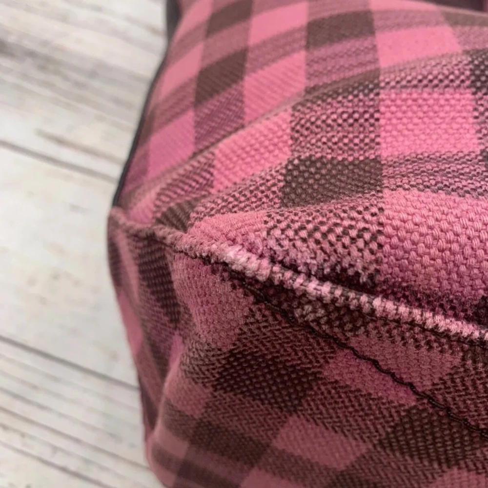 Coach Gingham Pink Tote Bag With Coach Leather Tag - Picture 8 of 14